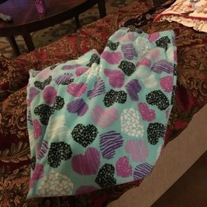 Fuzzy heart pj pants